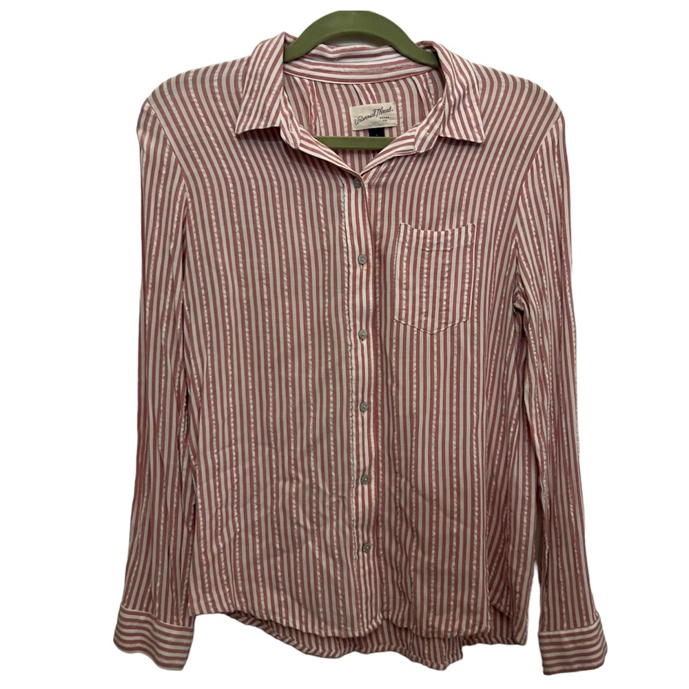 Universal Thread | Pink & White Collared Button Up | Small - Picture 2 of 3